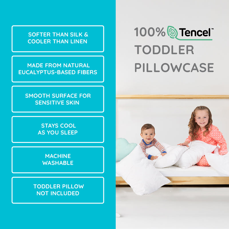 Zleeco Organic Cooling Toddler Pillow Set - Tencel Lyocell 13x18" Pillow & Case For Hot Sleepers, Hypoallergenic & Machine Washable