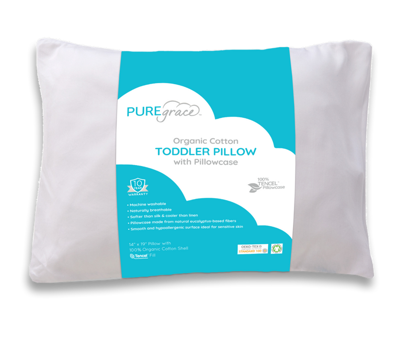 PUREgrace TENCEL GOTS Certified Toddler Pillow and TENCEL Pillowcase Set