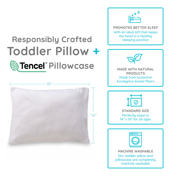 PUREgrace TENCEL GOTS Certified Toddler Pillow and TENCEL Pillowcase Set