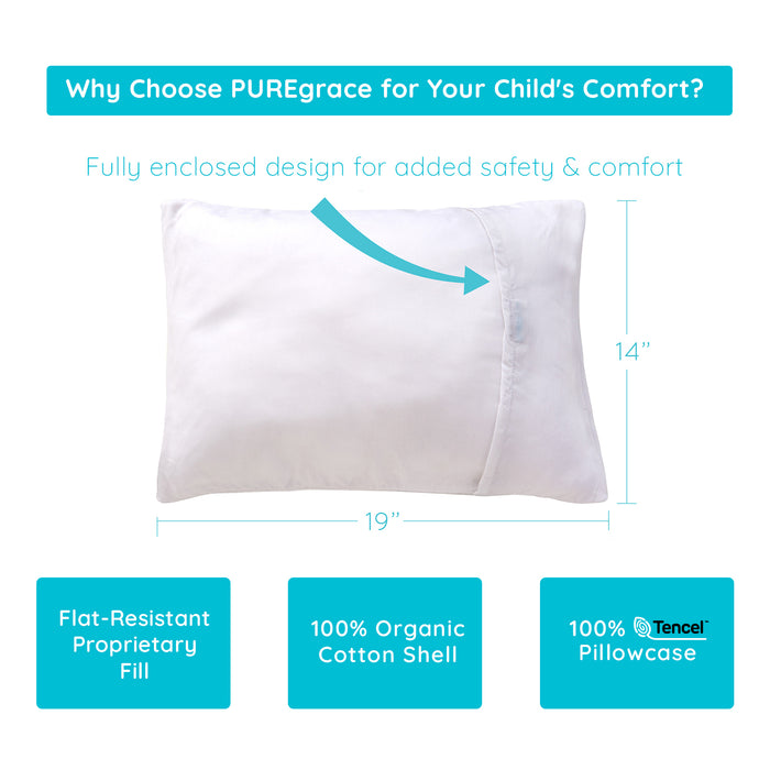 PUREgrace TENCEL GOTS Certified Toddler Pillow and TENCEL Pillowcase Set