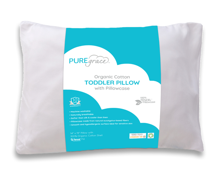 GOTS Certified Organic Toddler Pillow and 100% TENCEL Pillowcase
